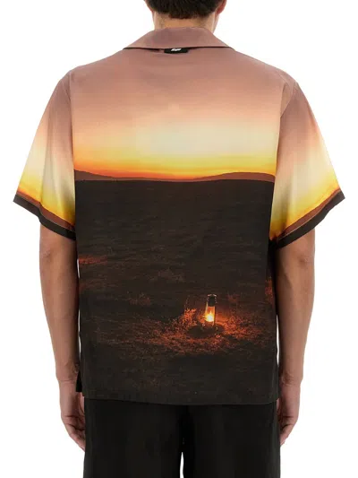 Msgm Graphic-print Satin Shirt In Multi