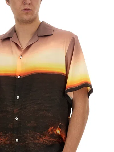 Msgm Graphic-print Satin Shirt In Multi