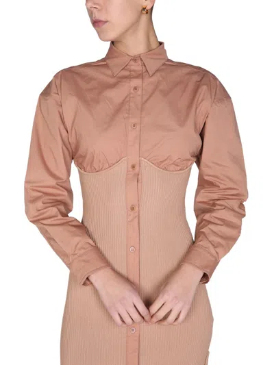 Andreädamo Andreādamo Shirt Dress In Neutral