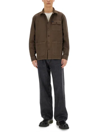 Fay Overshirt Featuring Multiple Pockets In Brown