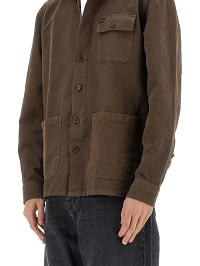Fay Overshirt Featuring Multiple Pockets In Brown