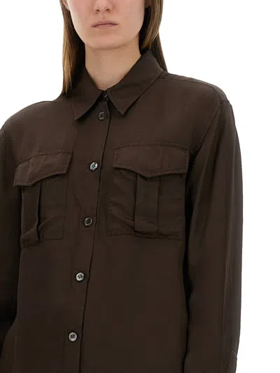 Aspesi Brown Relaxed-fit Shirt With Classic Collar In Brown