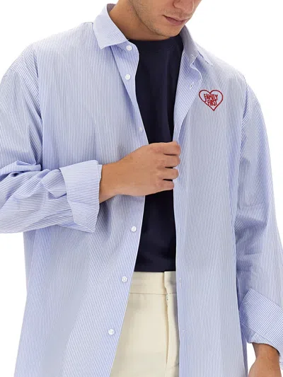 Family First Shirt With Logo In Blue