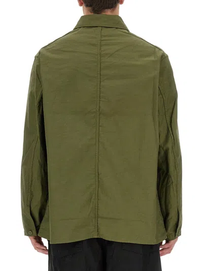 Needles Embroidered Cotton Shirt Jacket In Green