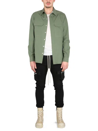 Rick Owens Structured Leather Jacket With Button-down Front In Green