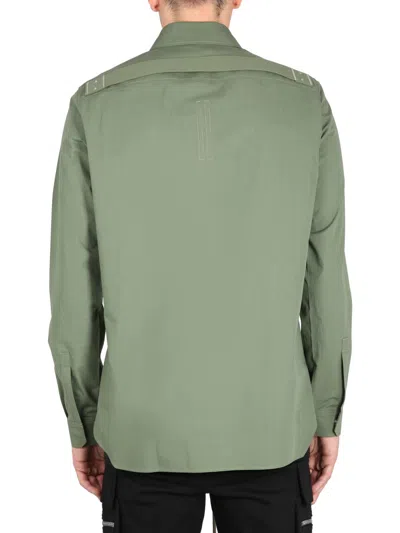 Rick Owens Structured Leather Jacket With Button-down Front In Green