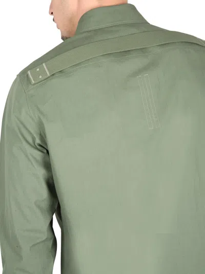Rick Owens Structured Leather Jacket With Button-down Front In Green
