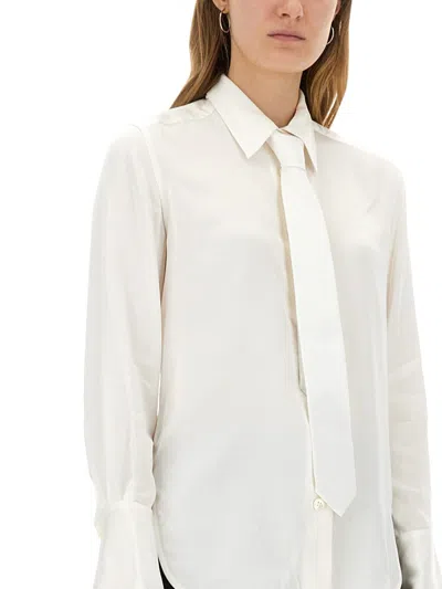 Paul Smith Long Sleeve White Shirt With Removable Tie In White