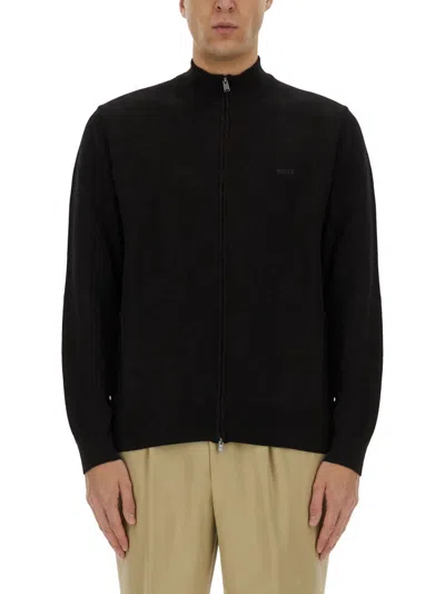 Hugo Boss Boss Shirt With Zip In Black