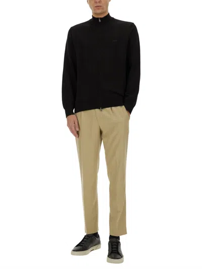 Hugo Boss Boss Shirt With Zip In Black