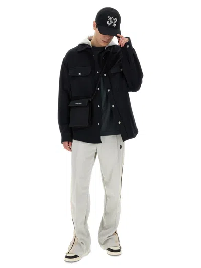 Palm Angels Hooded Overshirt With Monogram Embroidery