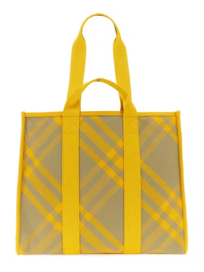 Burberry Plaid-check Cotton Tote Bag