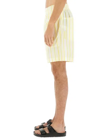 Jacquemus Aloe Striped Pattern Elastic Waistband Shorts In Neutral