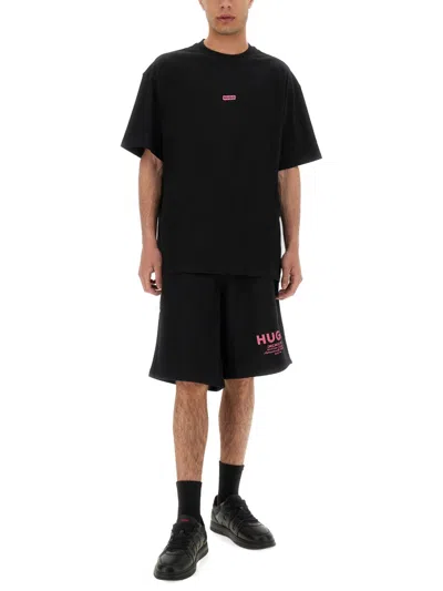 Hugo Boss Elastic Waistband Shorts With Side And Back Pockets In Black