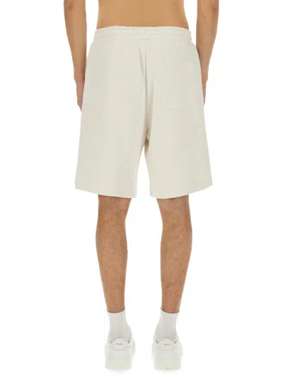 Hugo Boss Elastic Waistband Shorts With Back And Side Pockets In White