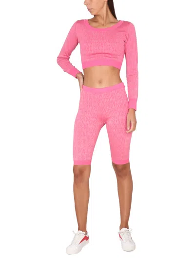 Moschino Couture Short Allover Logo Pullover In Pink
