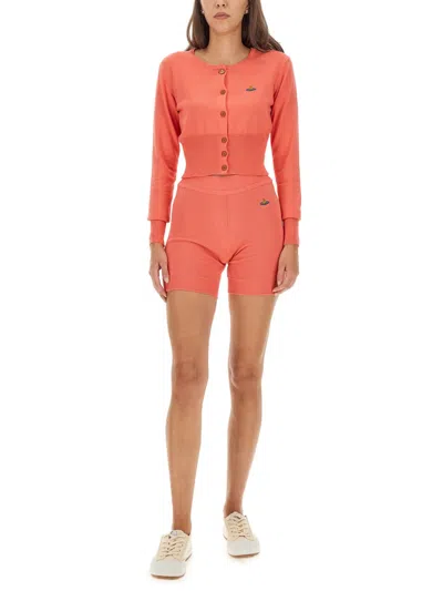 Vivienne Westwood Bea Ribbed Hem Shorts In Red