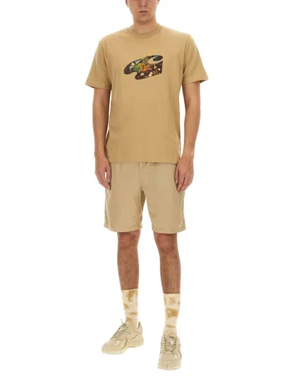 Carhartt Flint Elastic Waistband Shorts With Back And Side Pockets In Neutral