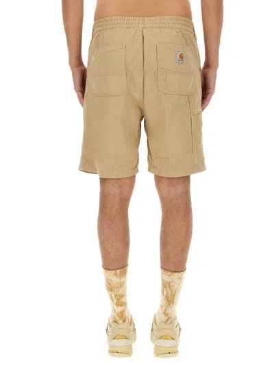Carhartt Flint Elastic Waistband Shorts With Back And Side Pockets In Neutral