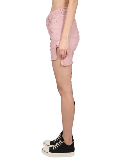 Rick Owens X Drkshdw Short In Denim In Pink