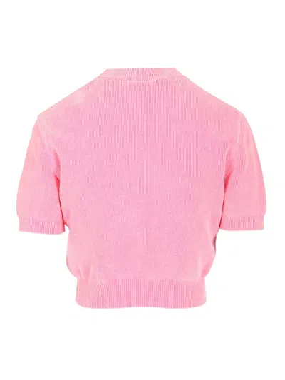 Alexander Wang Women Chenille Pullover In Cotton Blend With Logo In Pink