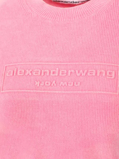 Alexander Wang Women Chenille Pullover In Cotton Blend With Logo In Pink