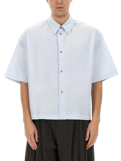 Studio Nicholson Short-sleeved Boxy Shirt In Blue