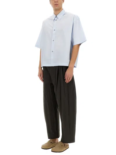 Studio Nicholson Short-sleeved Boxy Shirt In Blue