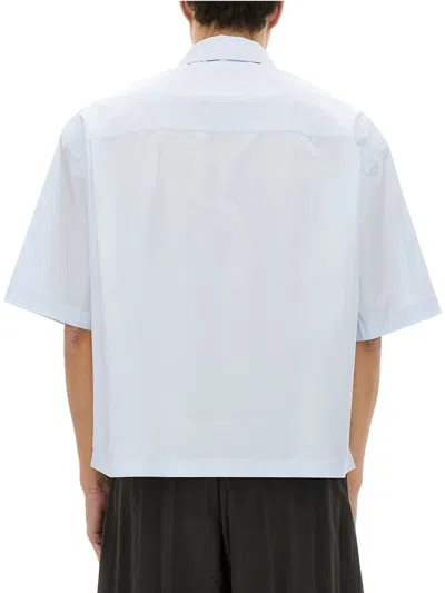 Studio Nicholson Short-sleeved Boxy Shirt In Blue