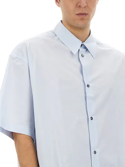 Studio Nicholson Short-sleeved Boxy Shirt In Blue