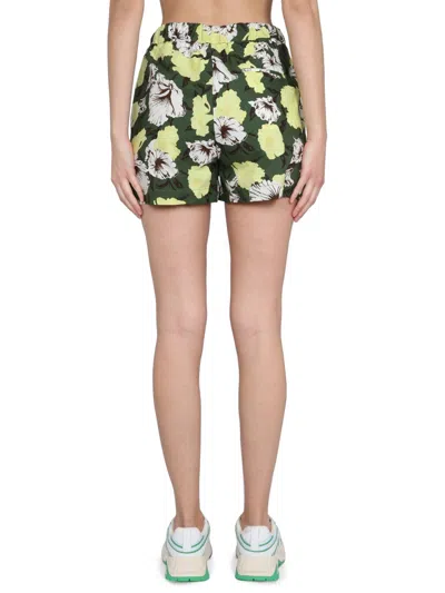 Msgm Cotton High-rise Floral Print Shorts