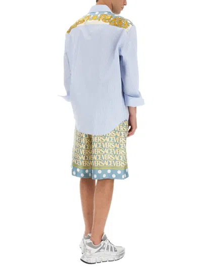 Versace Silk Bermuda Shorts With All-over Logo