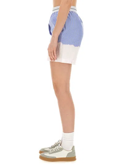 Msgm Logo Band Striped Shorts