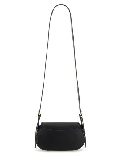Michael Kors Lydia Curved Black Leather Shoulder Bag