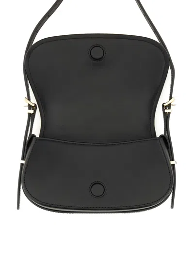 Michael Kors Lydia Curved Black Leather Shoulder Bag