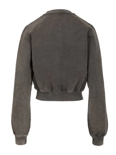 Alexander Wang Shrunken Snap Cardigan Crewneck Sweatshirts Black In Gray
