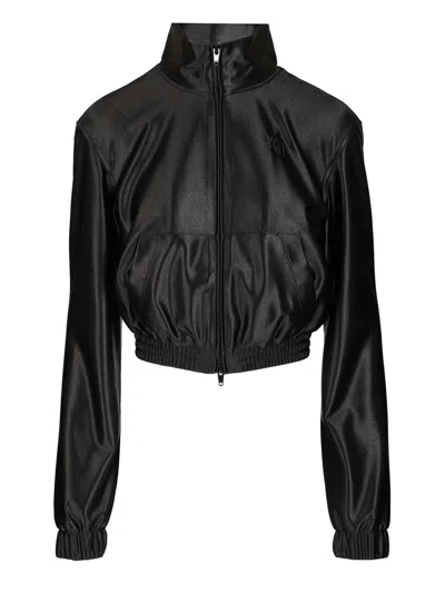 Alexander Wang Shrunken Zip-up Jacket Sweatshirts Black In Black
