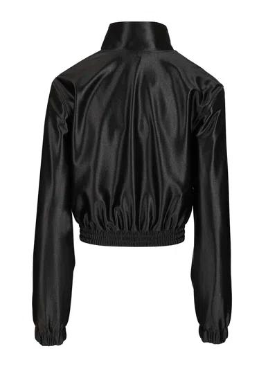 Alexander Wang Shrunken Zip-up Jacket Sweatshirts Black In Black