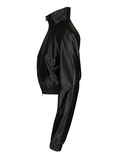 Alexander Wang Shrunken Zip-up Jacket Sweatshirts Black In Black