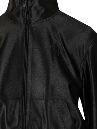 Alexander Wang Shrunken Zip-up Jacket Sweatshirts Black In Black
