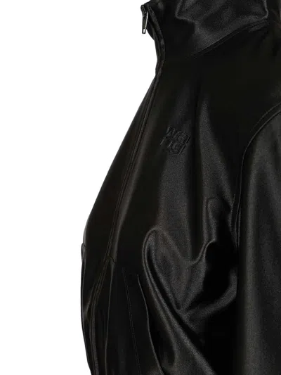 Alexander Wang Shrunken Zip-up Jacket Sweatshirts Black In Black