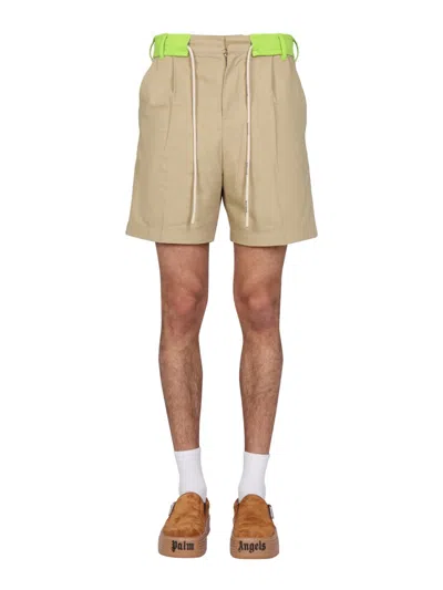 Palm Angels Side Band Bermuda Shorts In Neutral