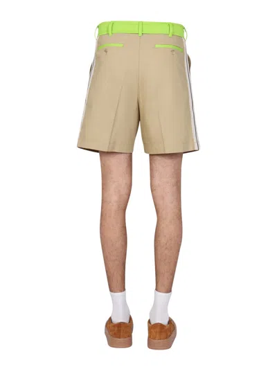 Palm Angels Side Band Bermuda Shorts In Neutral