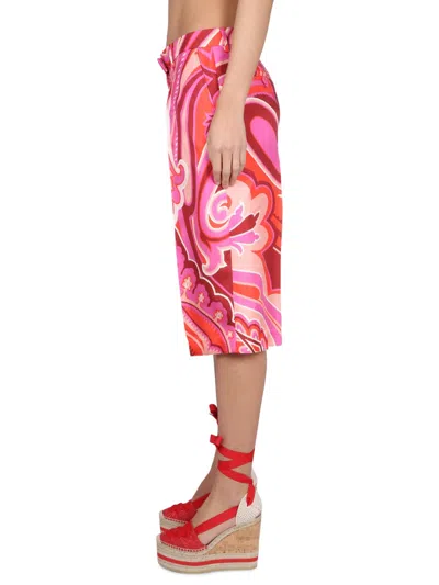 Etro Bermuda Shorts In Silk And Cotton In Multi