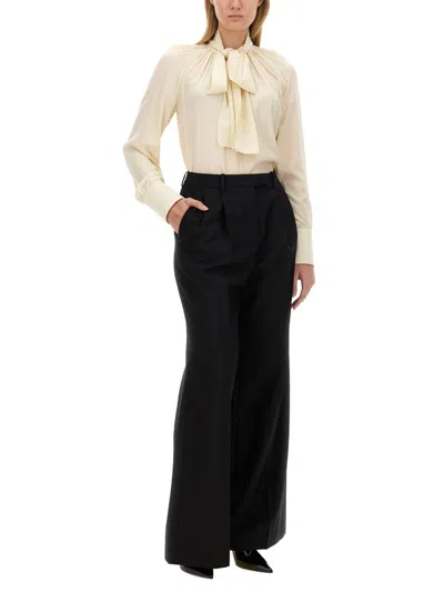 Givenchy Women's Silk Shirt With Lavalliu00c9re Collar In Neutral