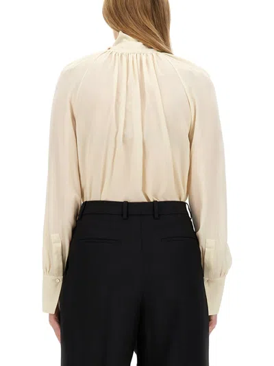 Givenchy Women's Silk Shirt With Lavalliu00c9re Collar In Neutral