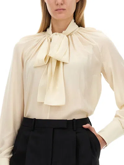Givenchy Women's Silk Shirt With Lavalliu00c9re Collar In Neutral