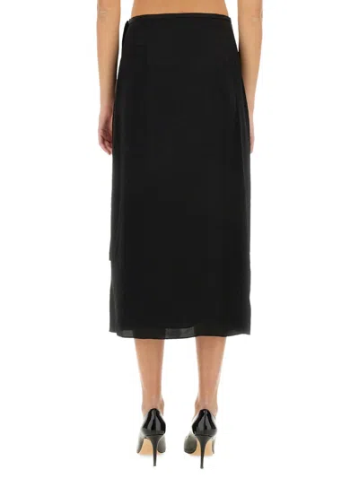 Theory Flowing Black Silk Skirt In Black