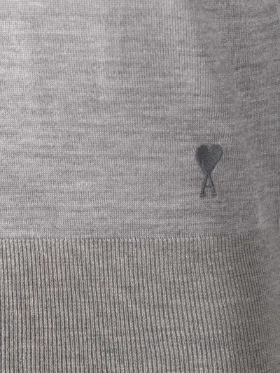 Ami Alexandre Mattiussi Crew-neck Wool-silk Blend Sweater In Gray