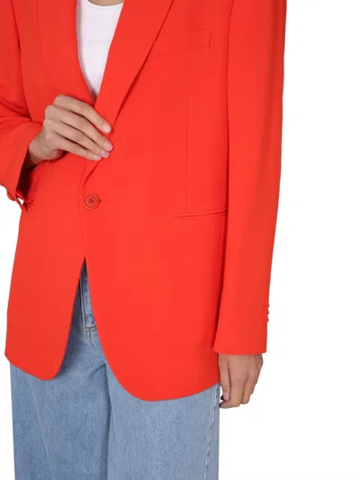 Aspesi Lapel Collar Knitted Blazer In Orange